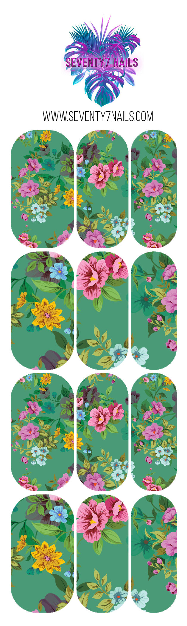 Waterslide Nail Decals - Green Garden