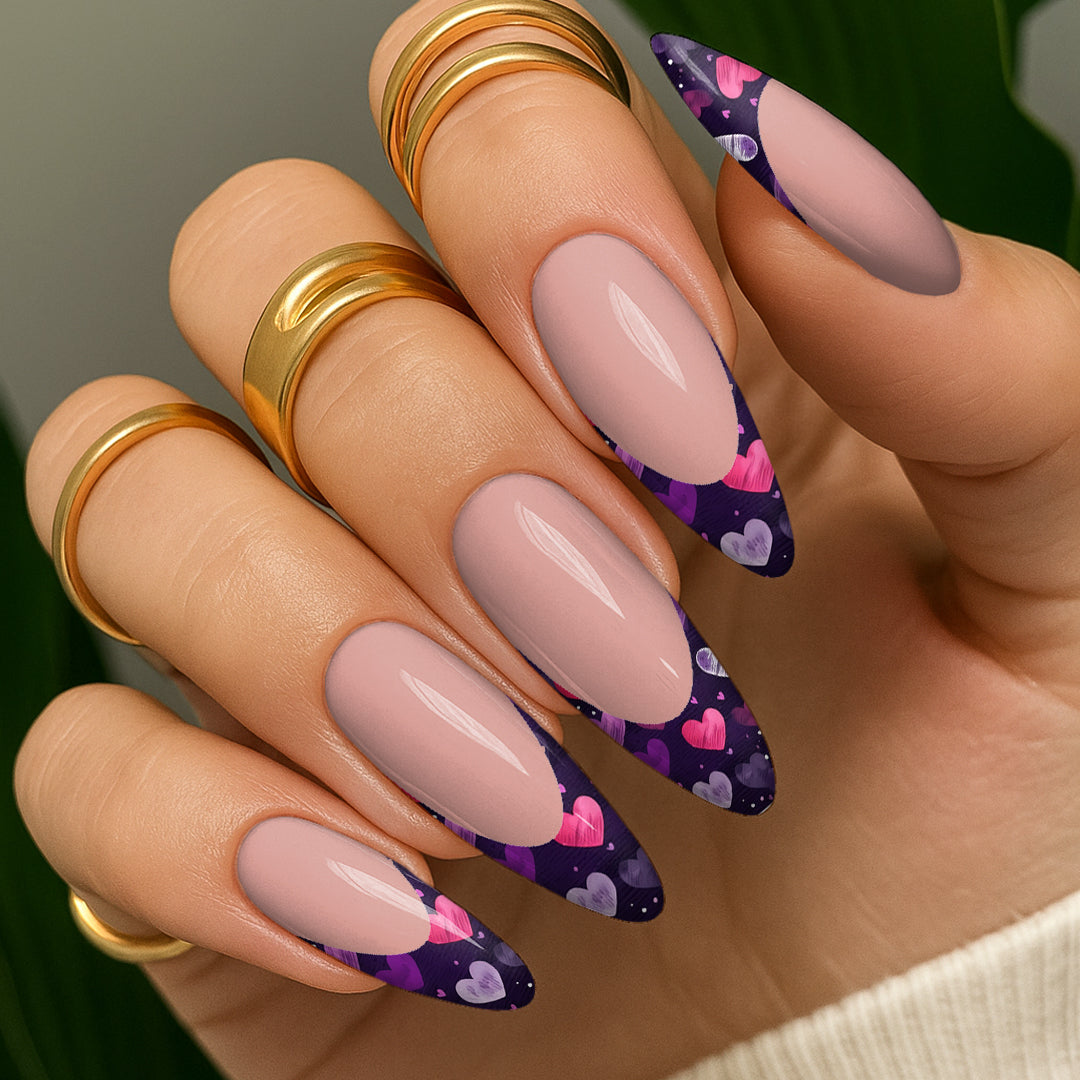 Waterslide Nail Decals - French Cut - Grunge Hearts - Seventy7 Nail Decals