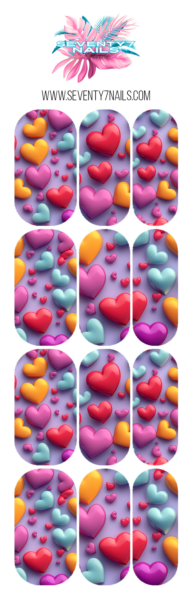 Waterslide Nail Decals - Heart Throb