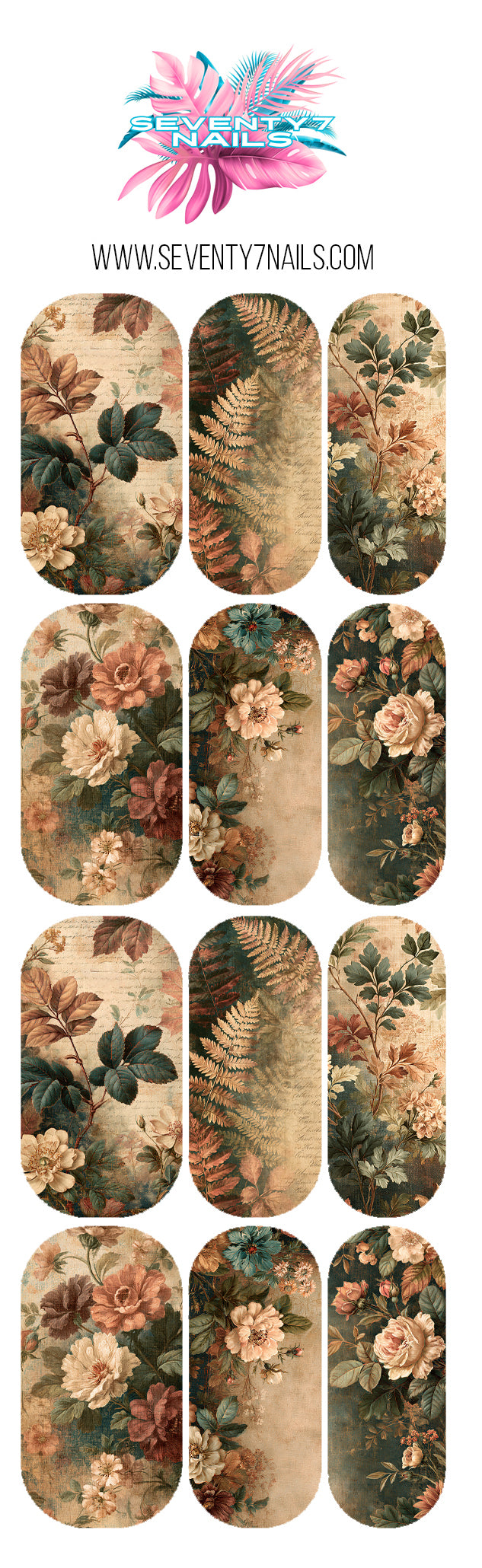 Autumn Nail Decals - Heirloom Garden