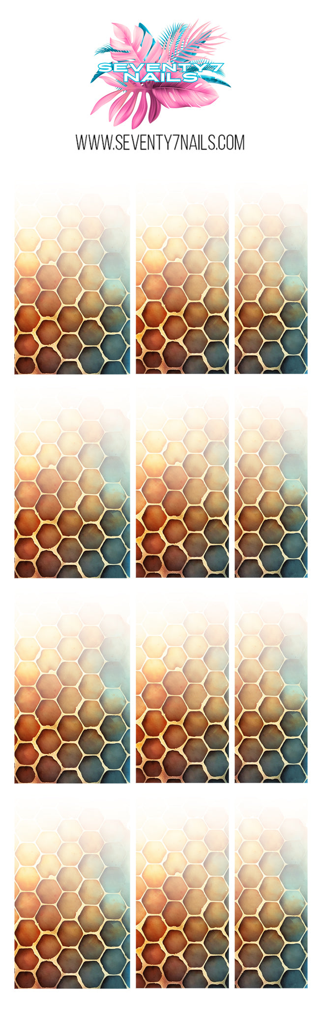 Ombre Waterslide Nail Decals - Honeycombs