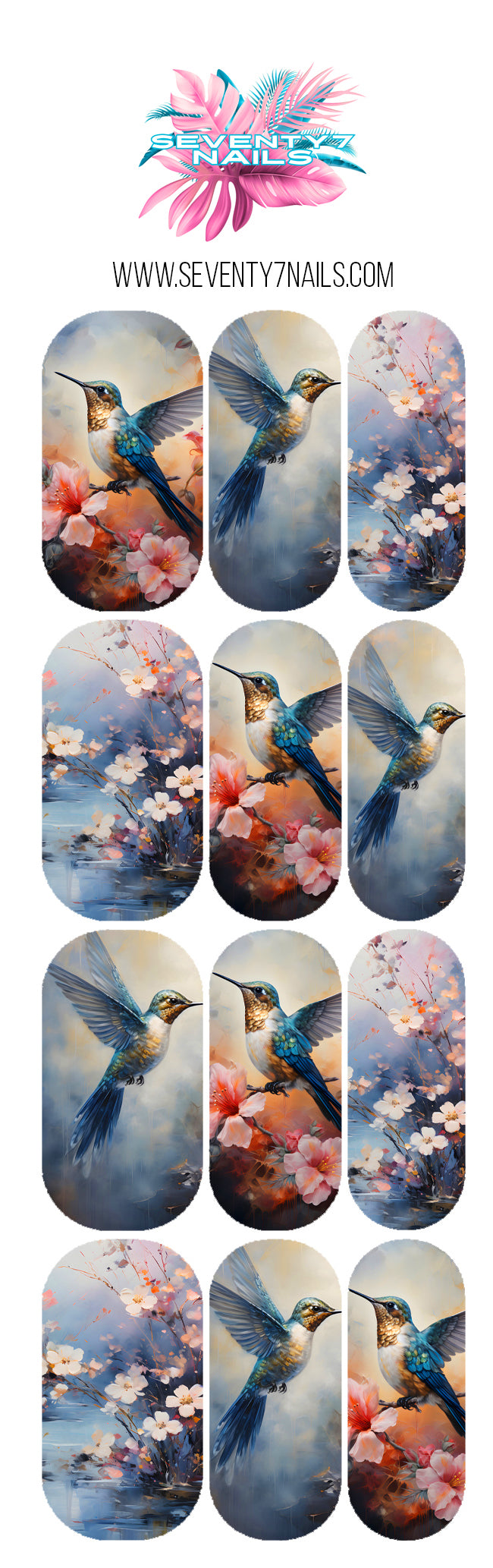Waterslide Nail Decals - Hummingbirds