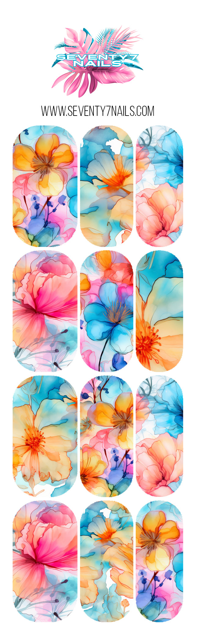 Waterslide Nail Decals - Floral Inks