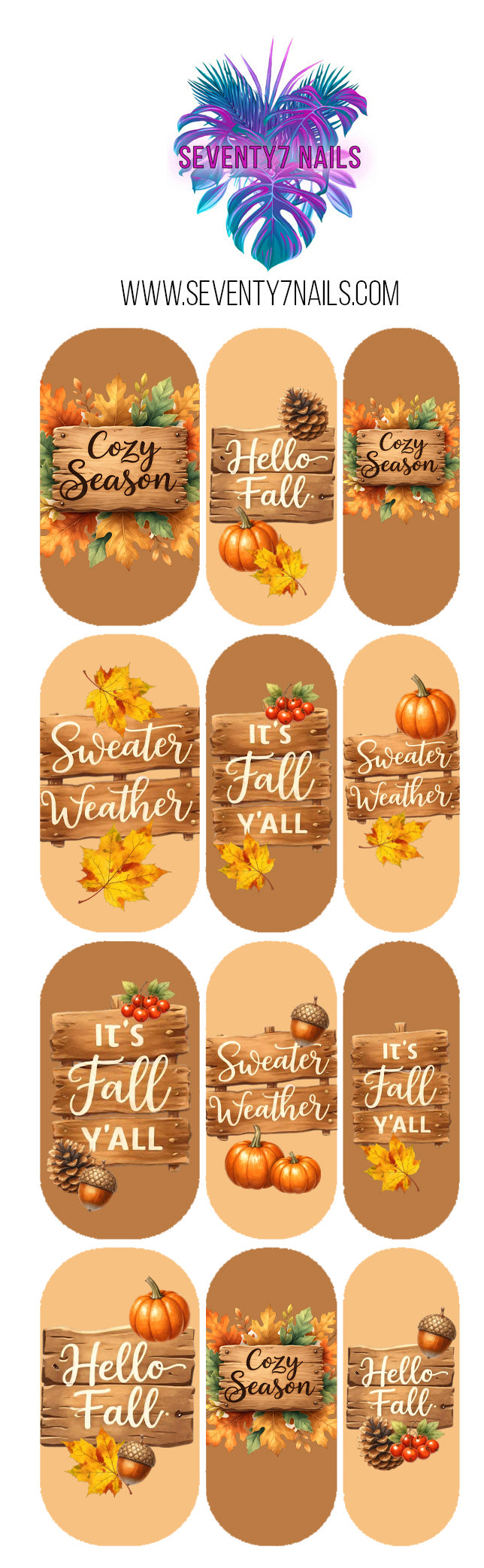 Waterslide Nail Decals - It's Fall, Ya'll!