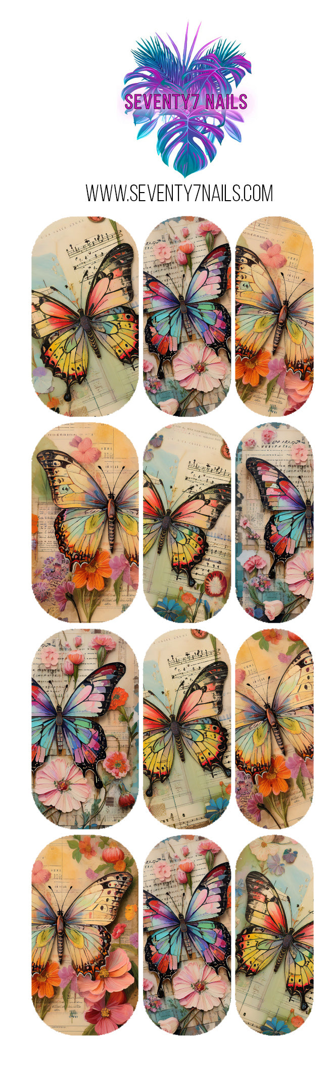 Waterslide Nail Decals - Junk Butterflies