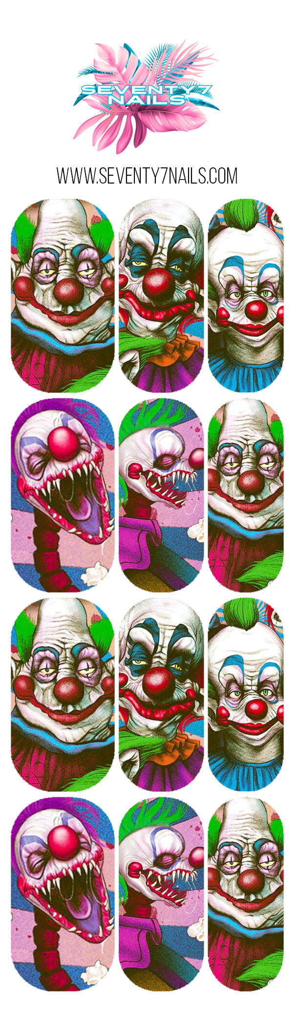 Waterslide Nail Decals - Killer Klowns from Outer Space