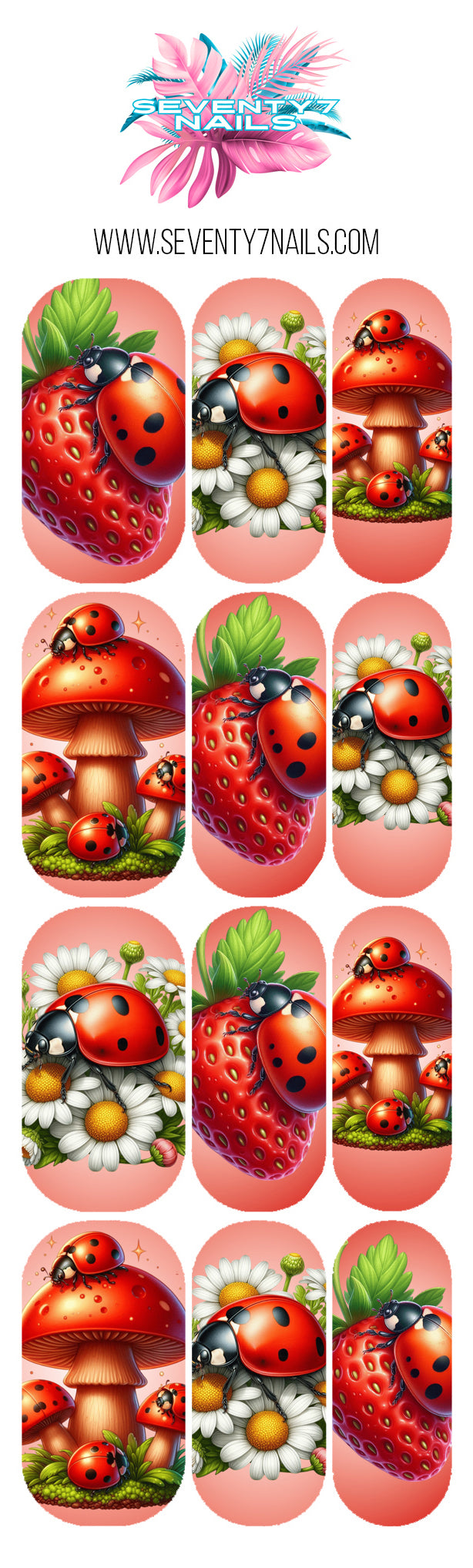 Waterslide Nail Decals - Ladybugs