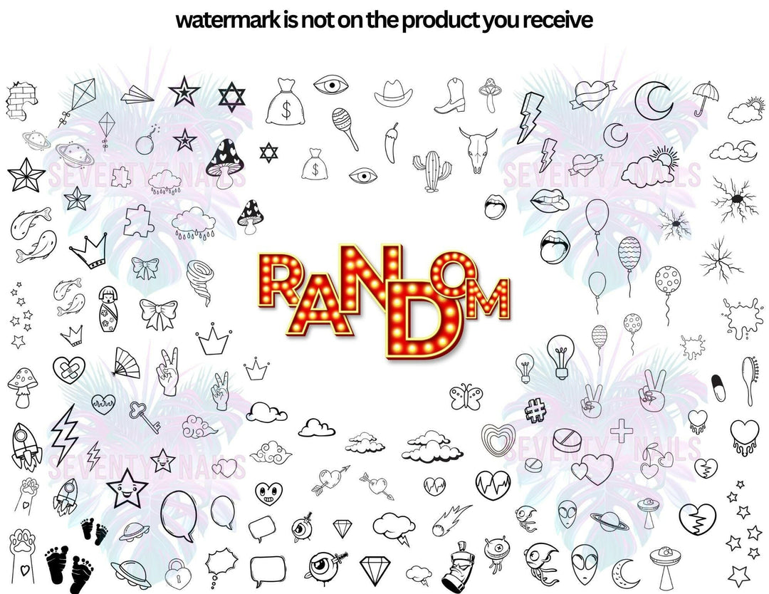 Laminated Single Nail Art Practice Sheet - Random #2 - Seventy7 Nail Decals
