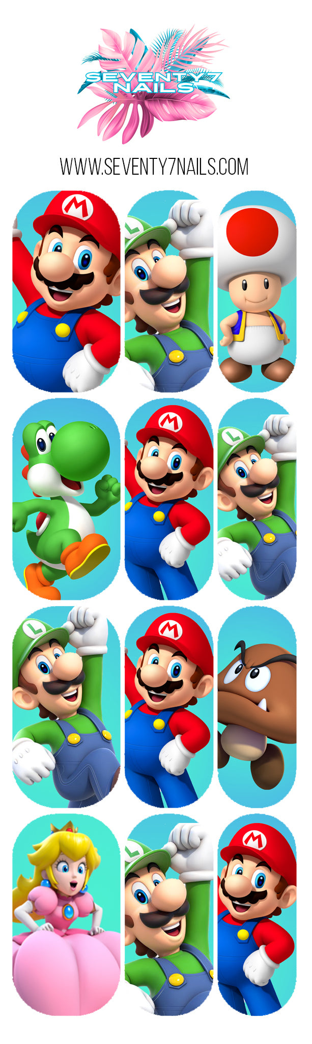 Waterslide Nail Decals - Mario
