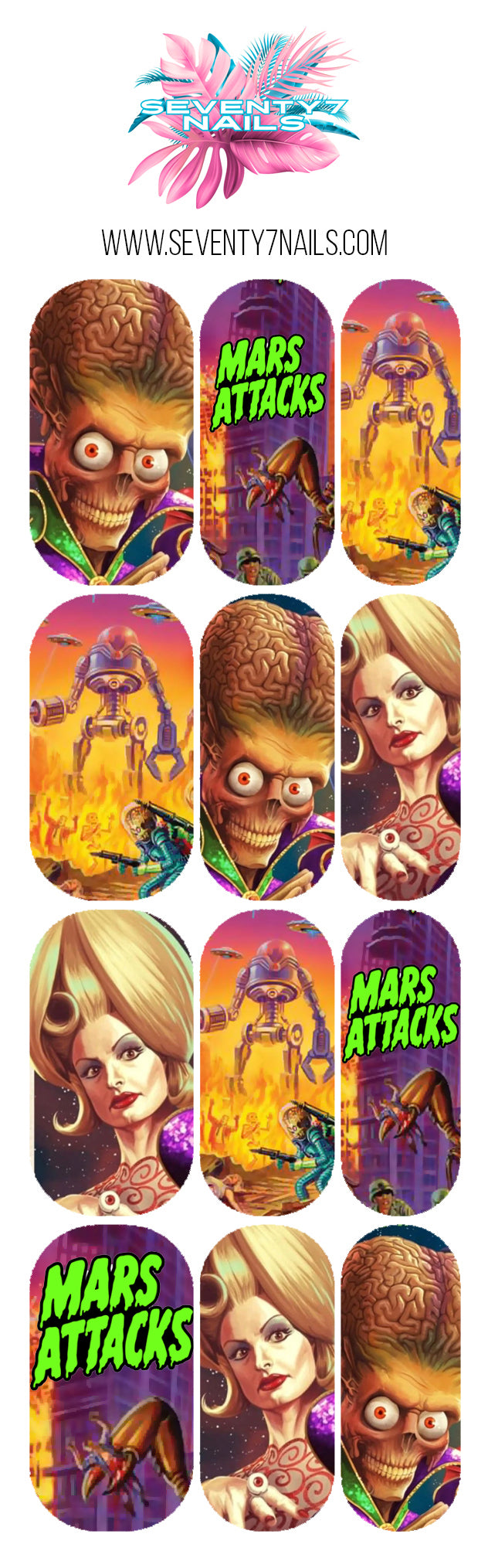 Waterslide Nail Decals - Mars Attacks