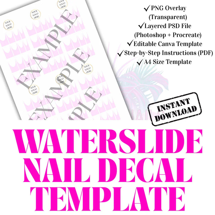Medium Length French Nail Decal Template