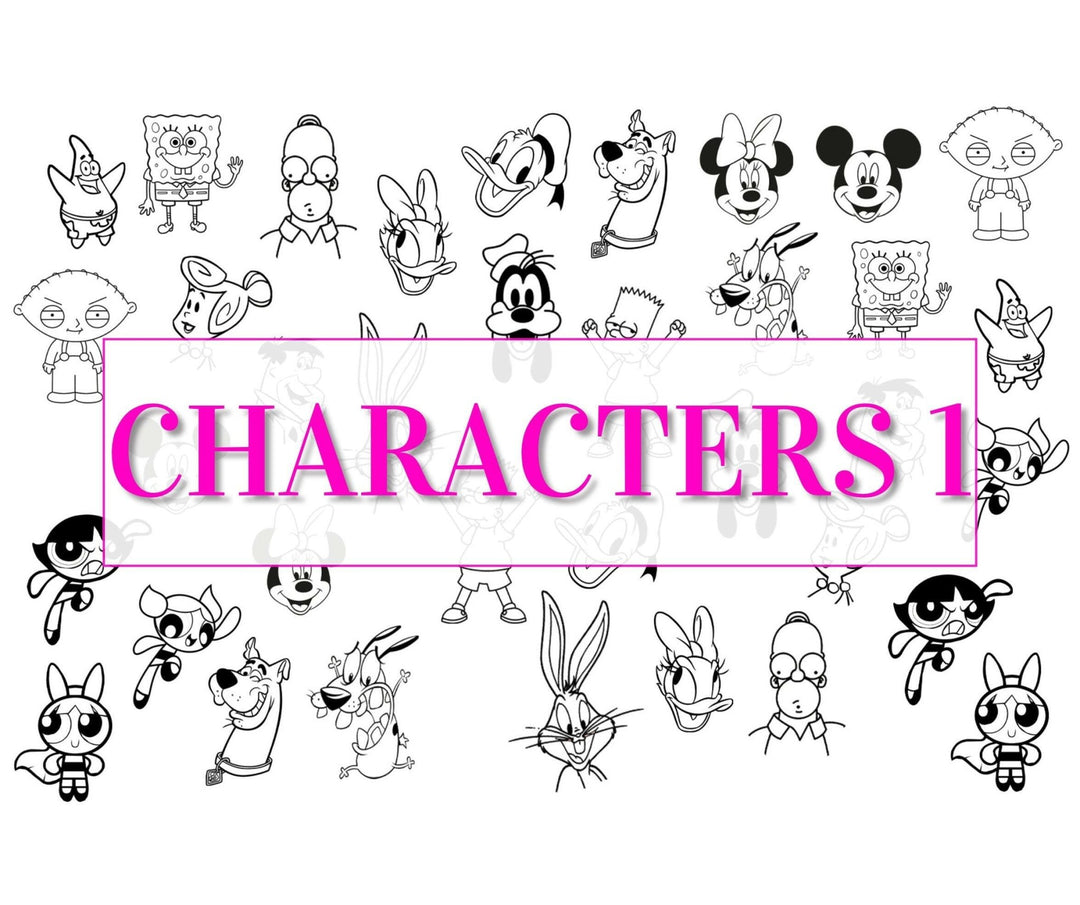 Nail Art Outline Decals - CHARACTERS 1 - Seventy7 Nail Decals