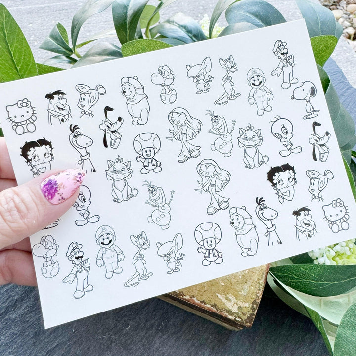 Nail Art Outline Decals - CHARACTERS 2 - Seventy7 Nail Decals