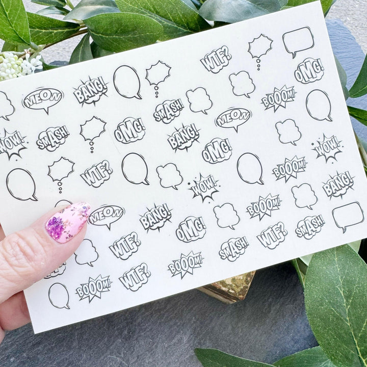 Nail Art Outline Decals - COMICS - Seventy7 Nail Decals