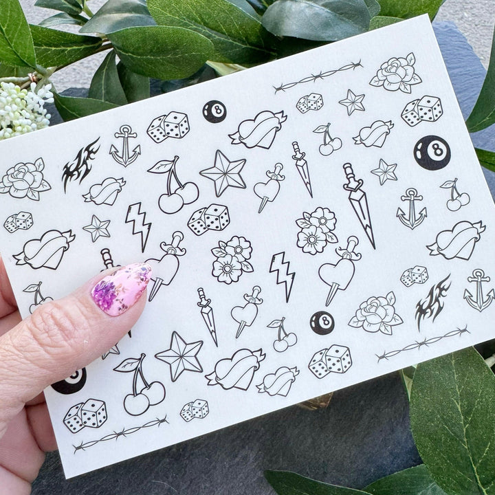 Nail Art Outline Decals - TATTOO YOU - Seventy7 Nail Decals