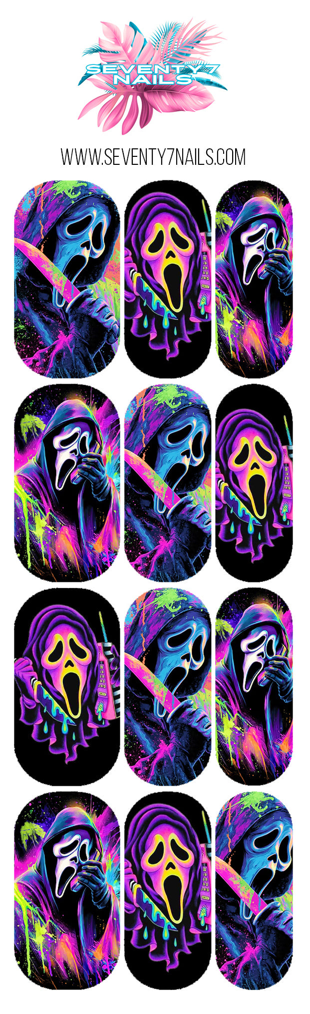 Waterslide Nail Decals - Ghostface Neon