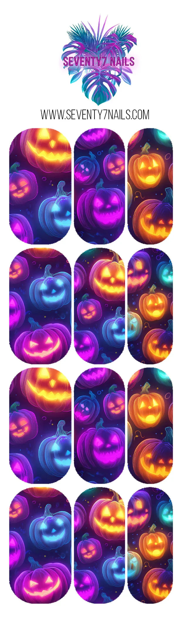 Waterslide Nail Decals - Neon Pumpkin Patch