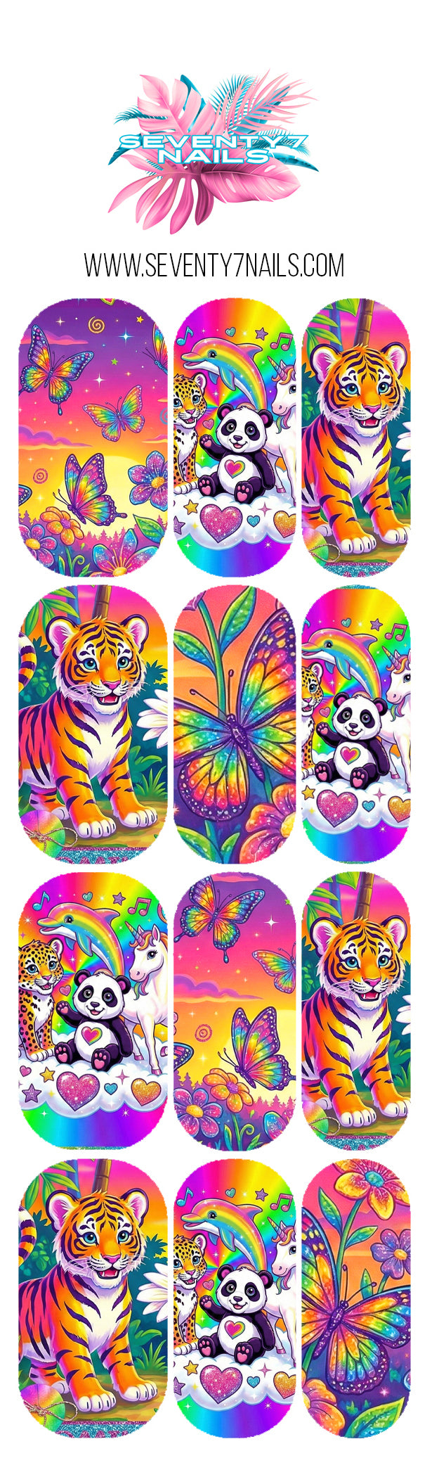 Waterslide Nail Decals - Neon Safari