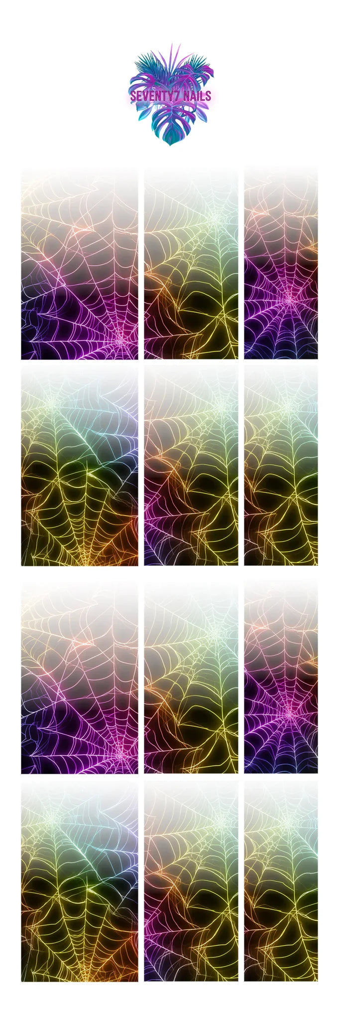 Ombre Waterslide Nail Decals - Neon Spiderwebs
