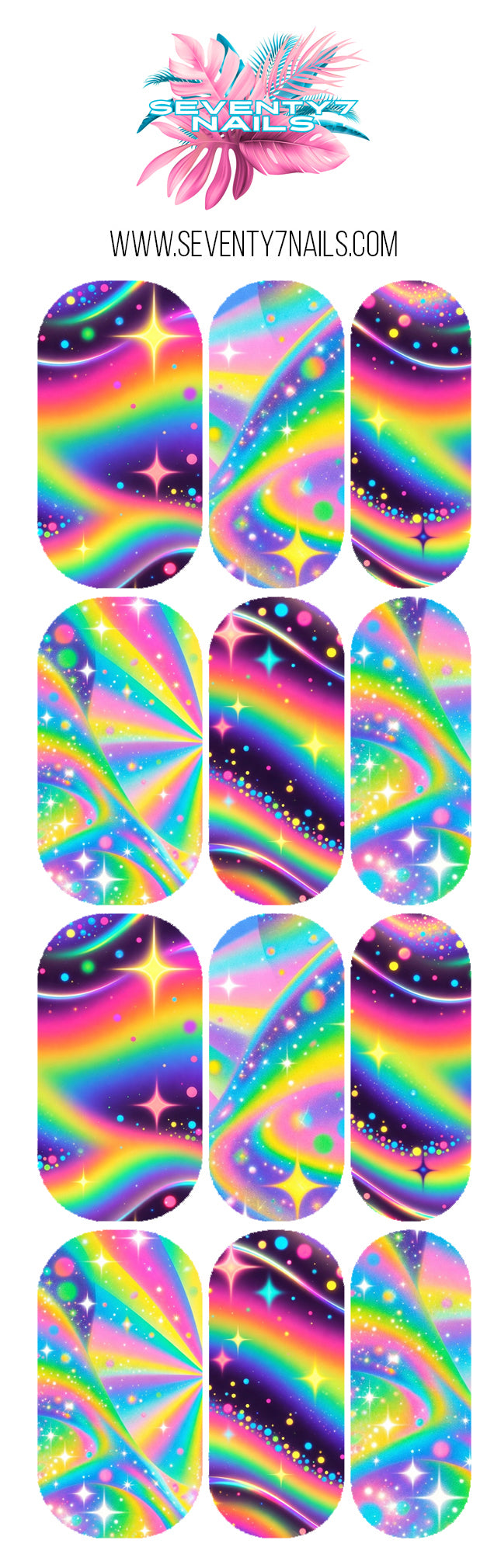 Waterslide Nail Decals - Neon Stardust