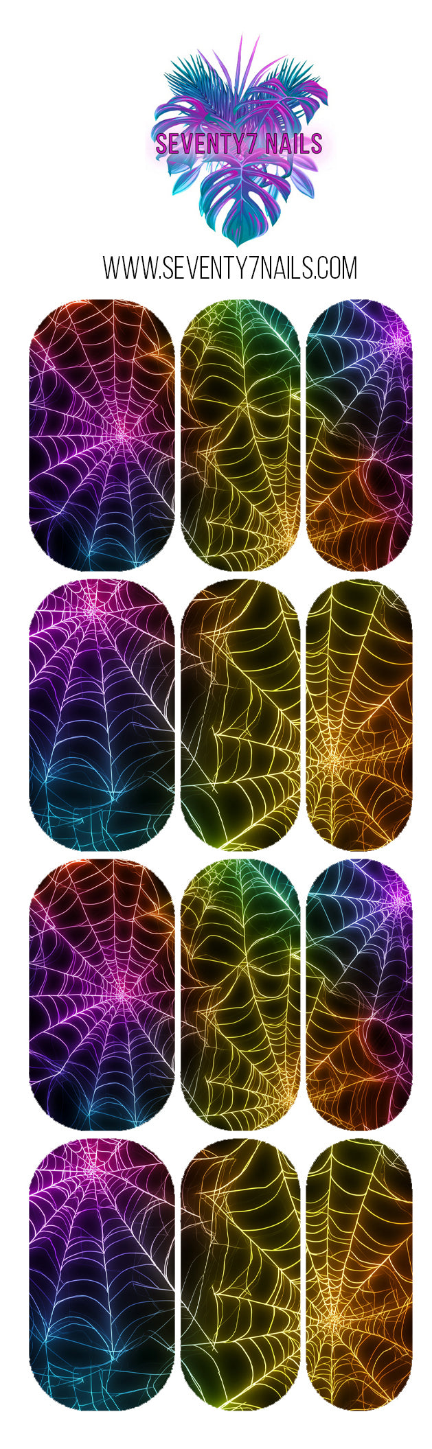 Waterslide Nail Decals - Neon Webs