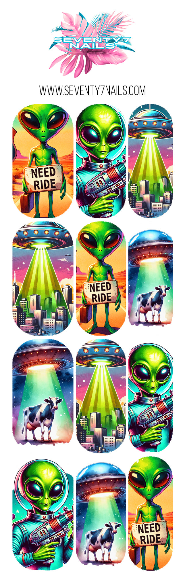 Waterslide Nail Decals - Beam Me Up