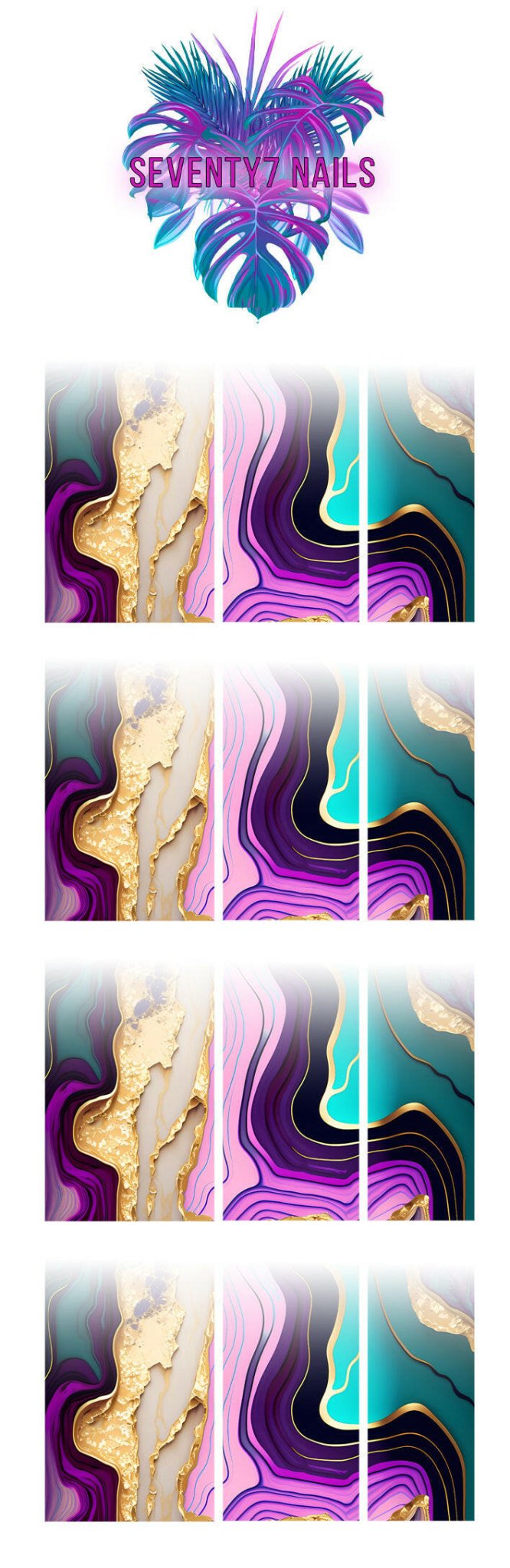 Ombre Waterslide Nail Decals - Agate - Seventy7 Nail Decals