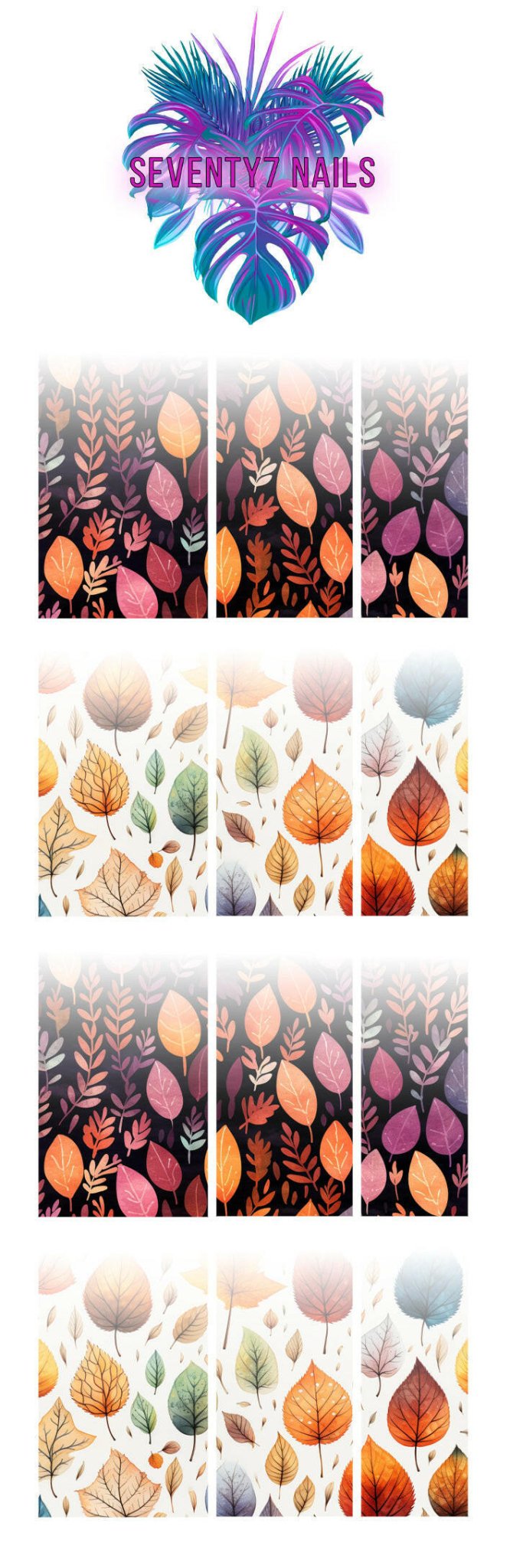 Ombre Waterslide Nail Decals - Autumn Leaves - Seventy7 Nail Decals