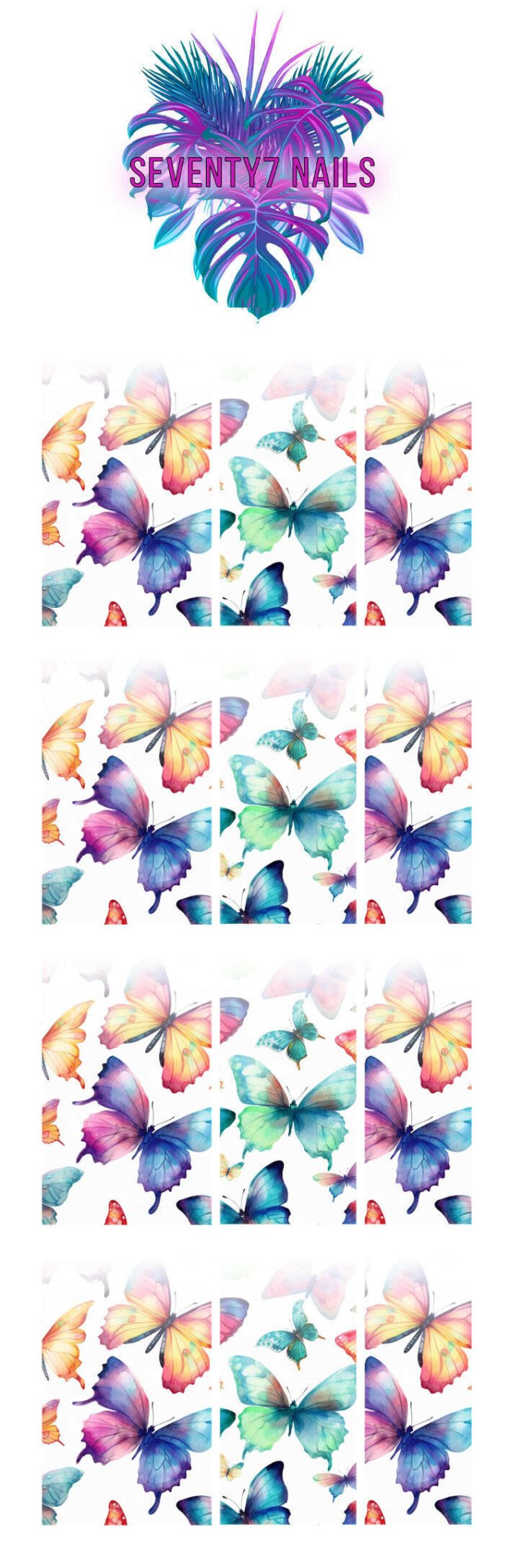 Ombre Waterslide Nail Decals - Butterflies - Seventy7 Nail Decals