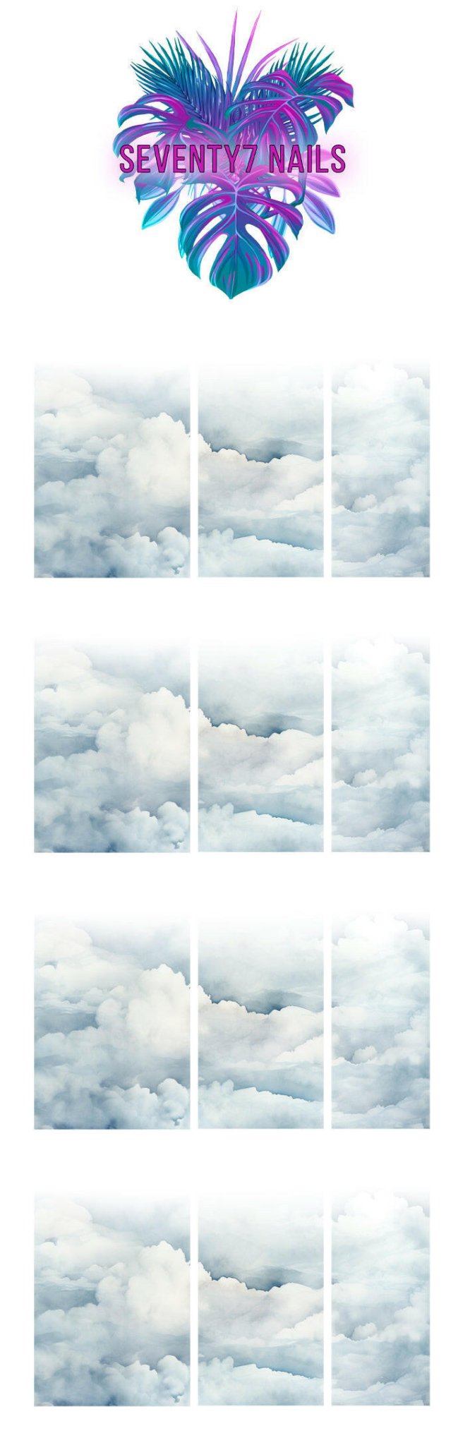 Ombre Waterslide Nail Decals - Clouds - Seventy7 Nail Decals