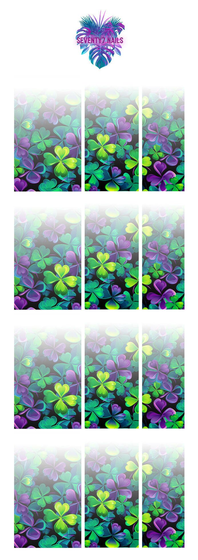 Ombre Waterslide Nail Decals - Clovers - Seventy7 Nail Decals