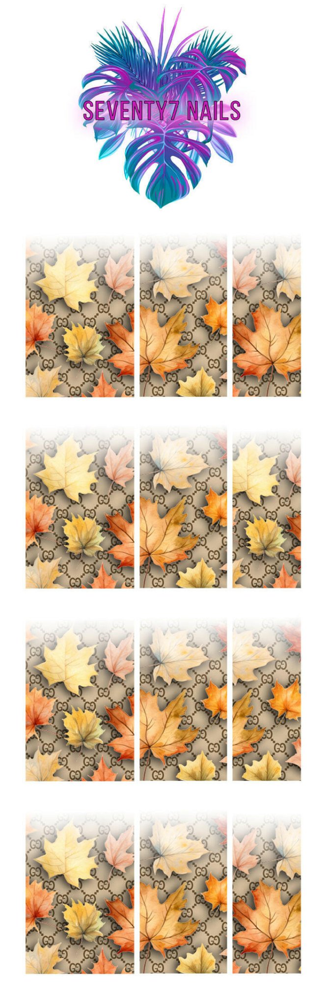 Ombre Waterslide Nail Decals - Fall G Pattern - Seventy7 Nail Decals