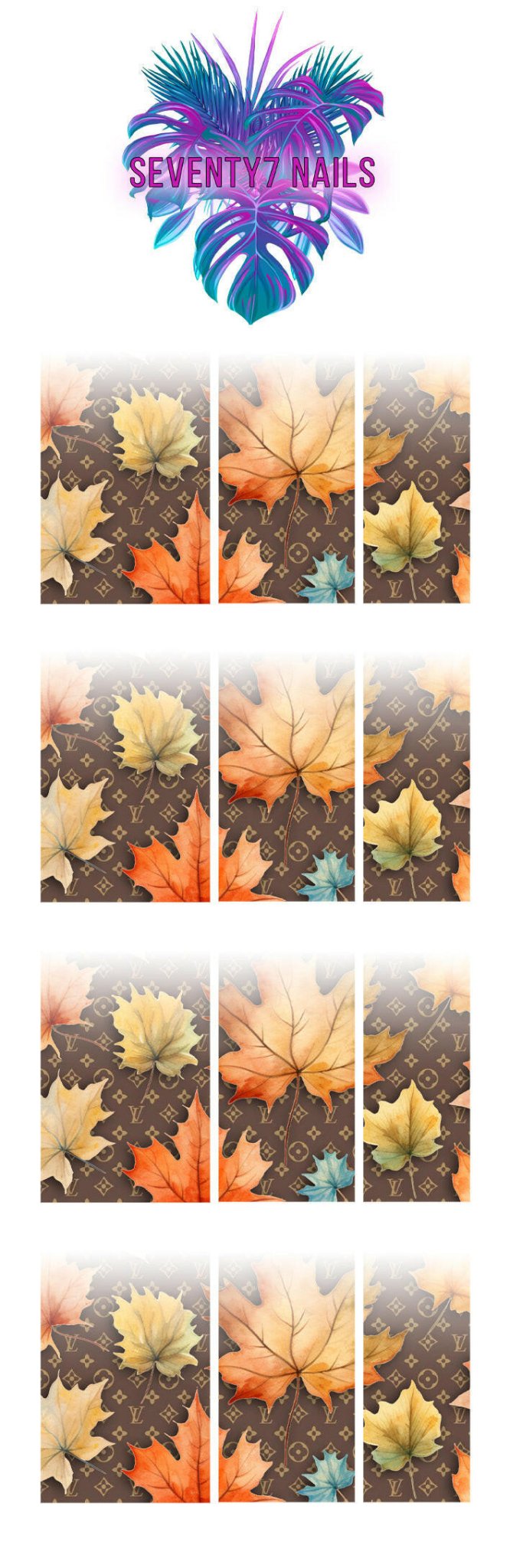 Ombre Waterslide Nail Decals - Fall L Pattern - Seventy7 Nail Decals