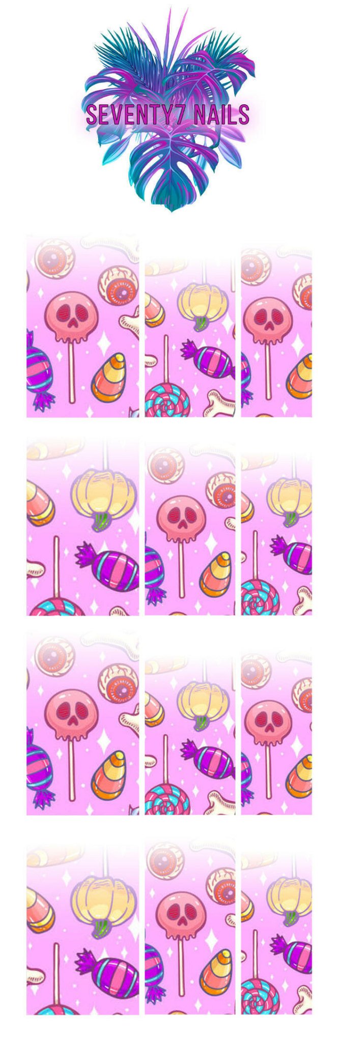 Ombre Waterslide Nail Decals - Halloween Candy - Seventy7 Nail Decals