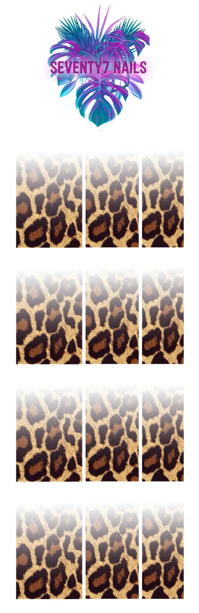 Ombre Waterslide Nail Decals - Leopard - Seventy7 Nail Decals