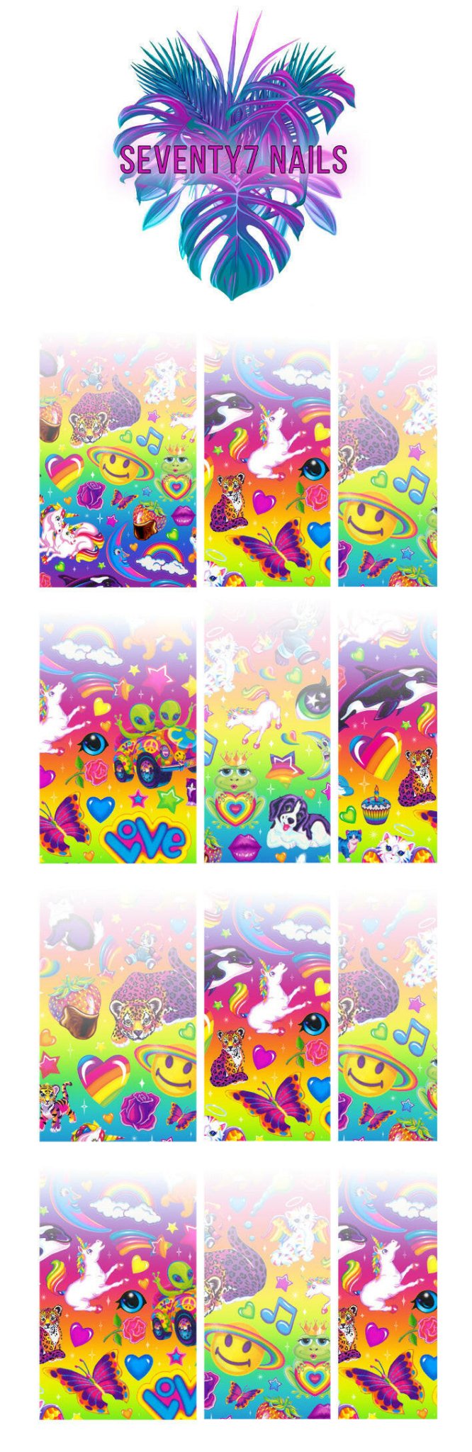 Ombre Waterslide Nail Decals - Trippy Rainbow - Seventy7 Nail Decals