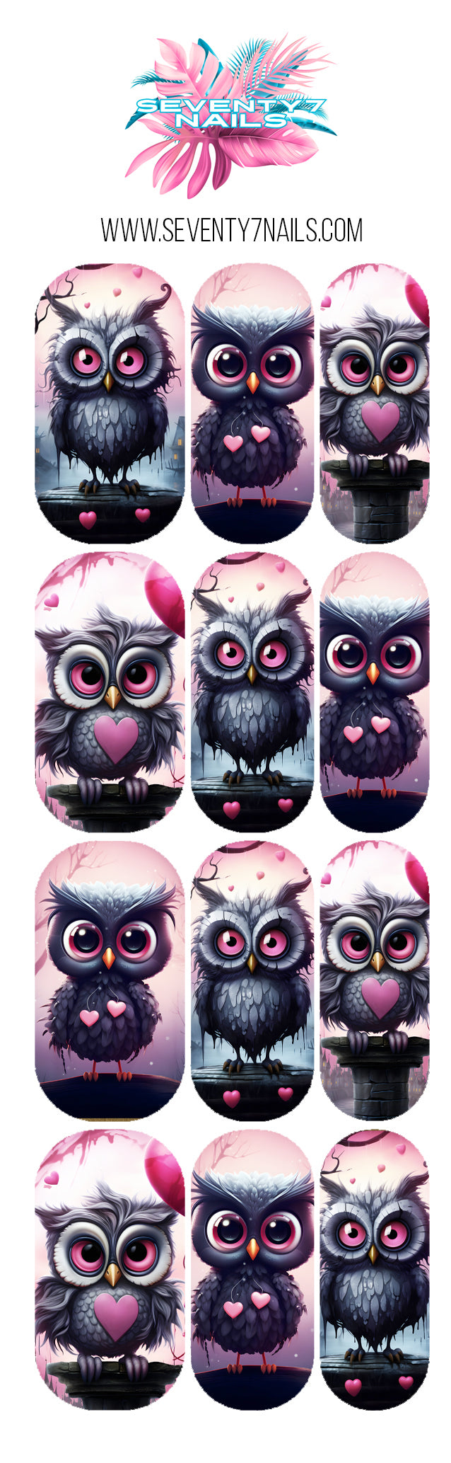 Waterslide Nail Decals - Owl Love You