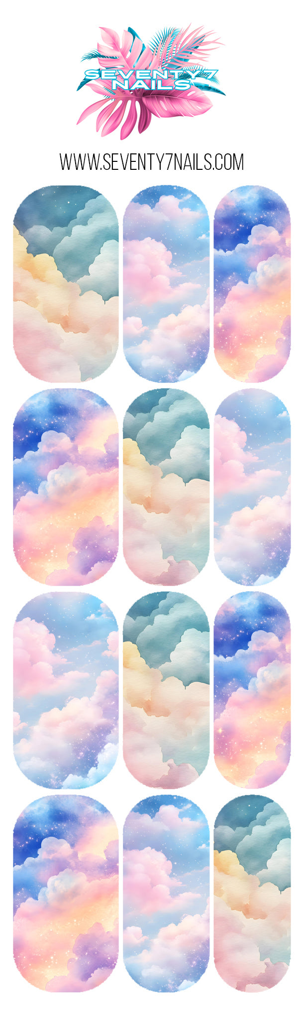 Waterslide Nail Decals - Pastel Clouds