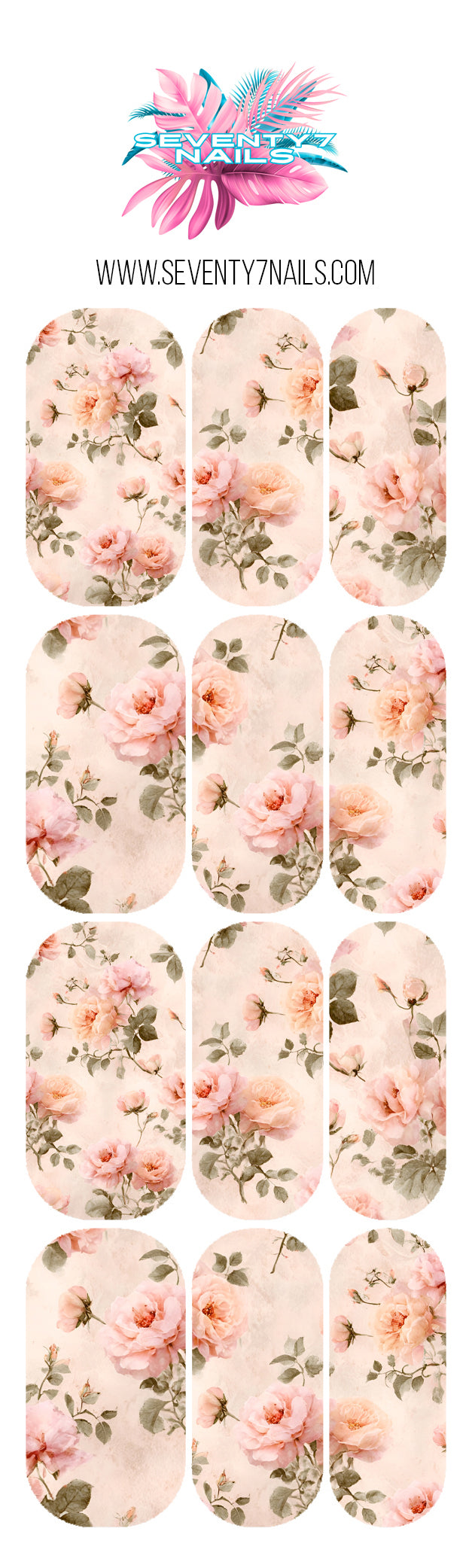 Waterslide Nail Decals - Peach Roses