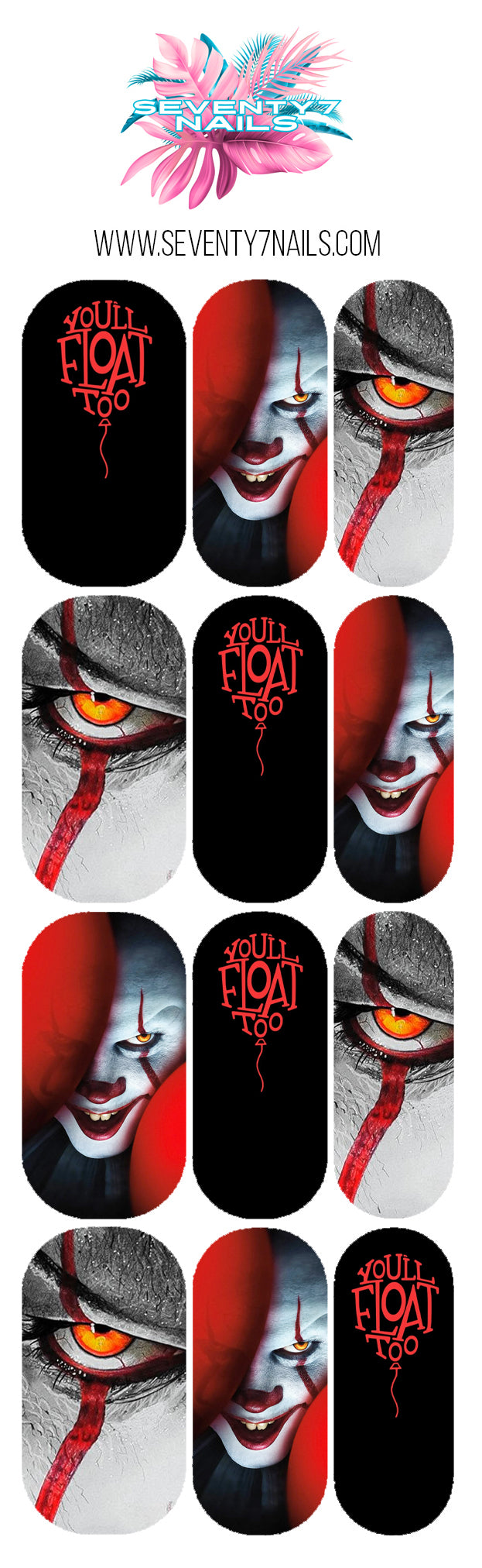 Halloween Nail Decals - Pennywise