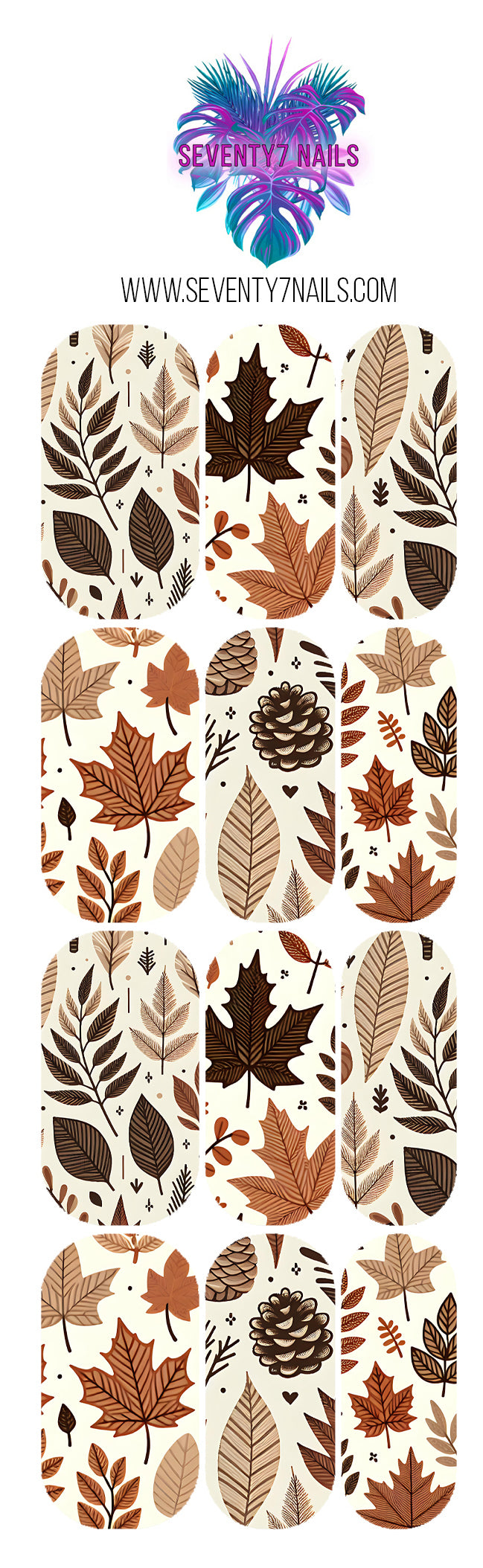 Waterslide Nail Decals - Pinecones