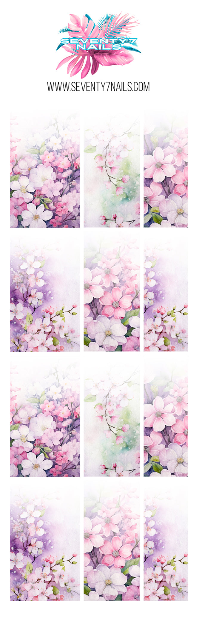 Ombre Waterslide Nail Decals - Pink Blossoms