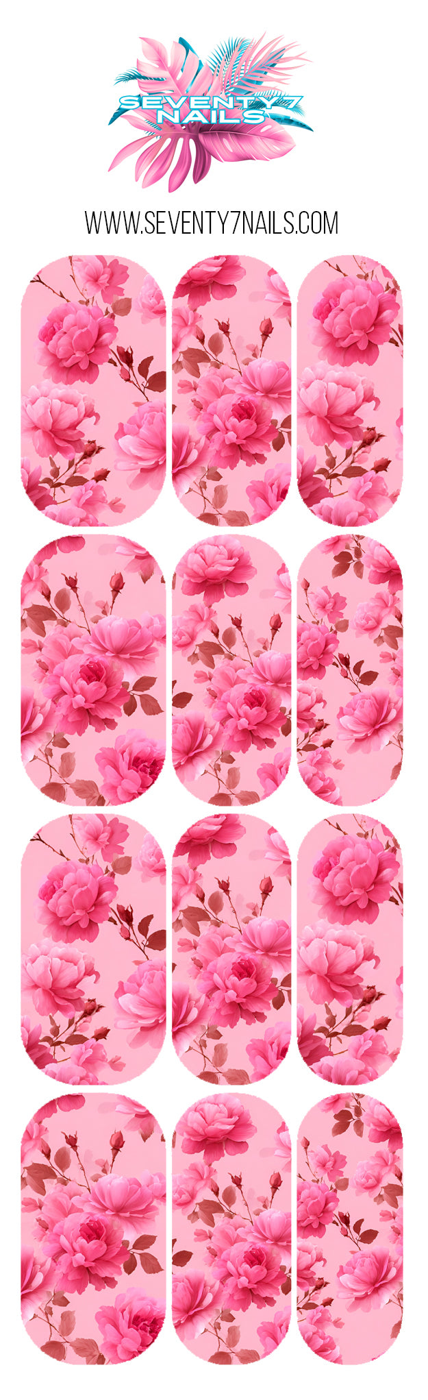 Waterslide Nail Decals - Pink on Pink Roses