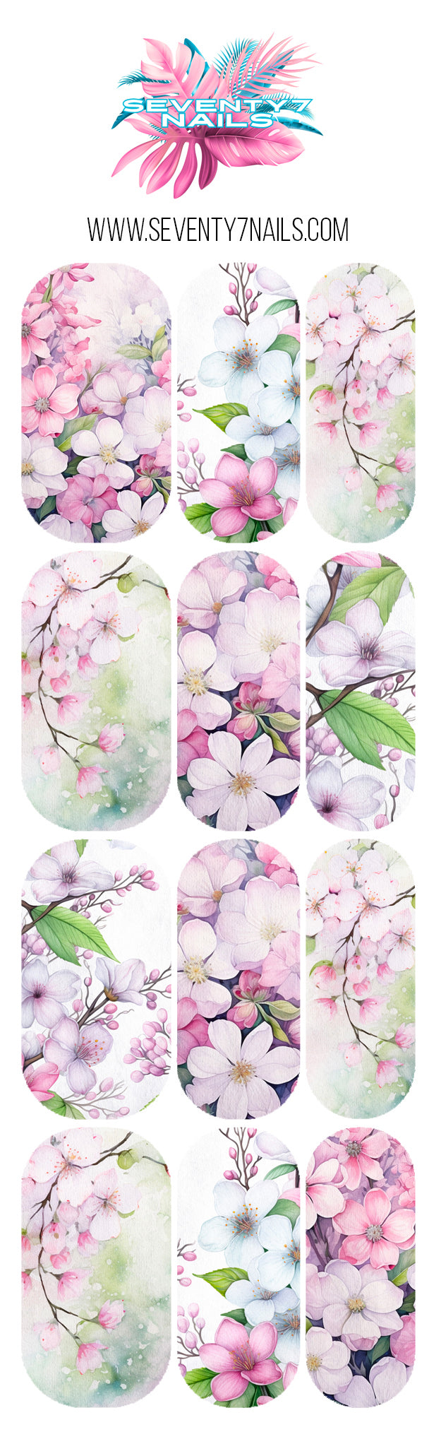 Waterslide Nail Decals - Pink Spring Blossoms