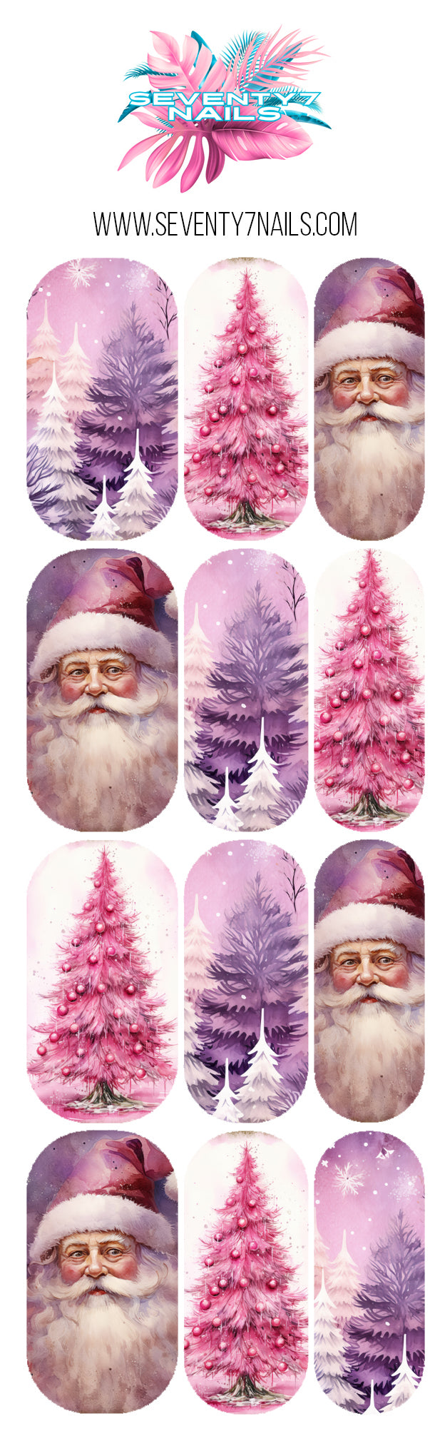 Winter Nail Decals - Pink Christmas