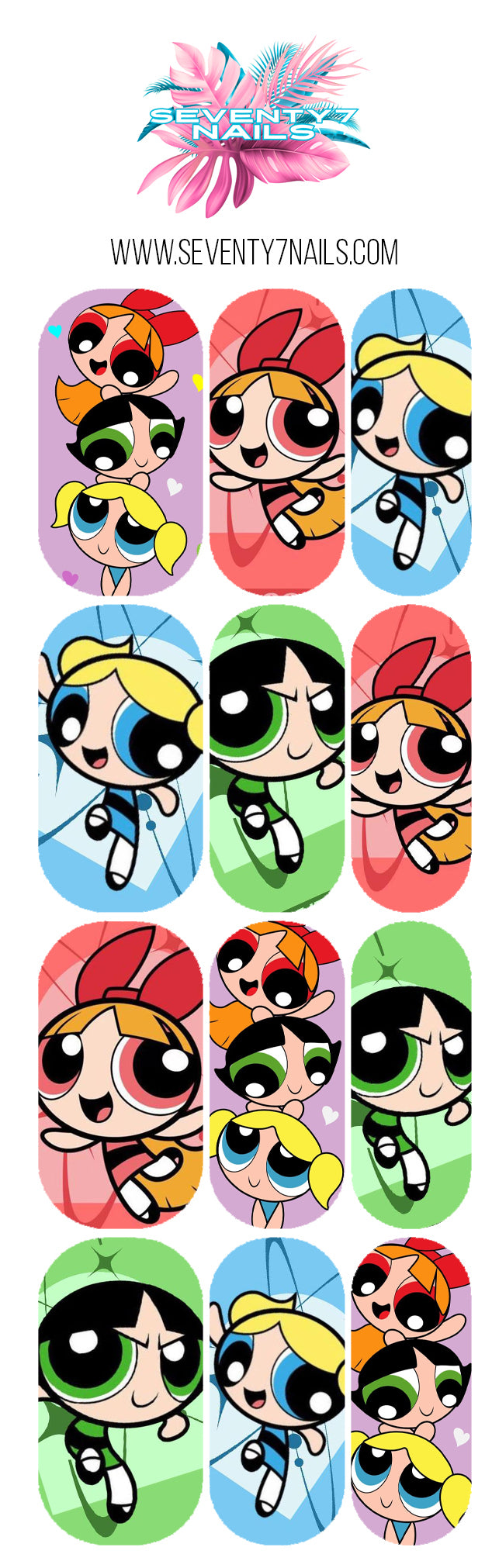 Waterslide Nail Decals - Powerpuff - Seventy7 Nail Decals