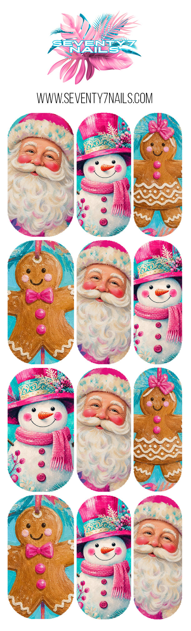 Winter Nail Decals - Preppy Christmas