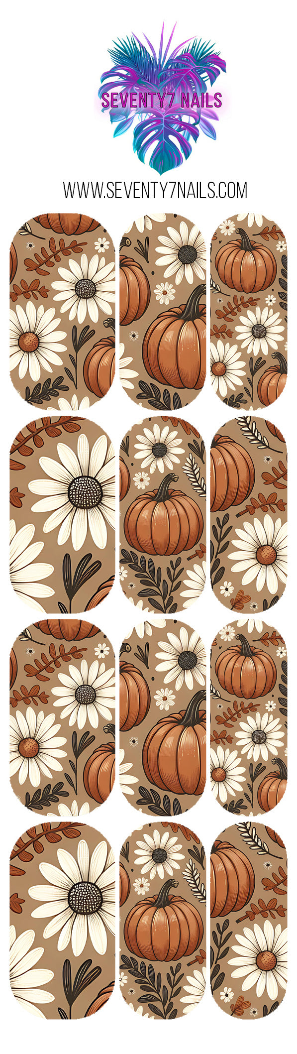 Waterslide Nail Decals - Pumpkins & Daisies