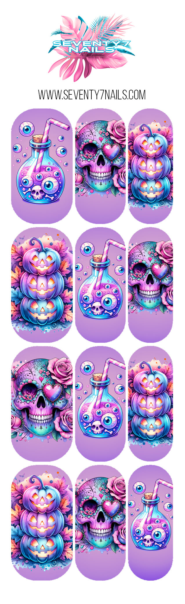 Waterslide Nail Decals - Purple Spooky Mix