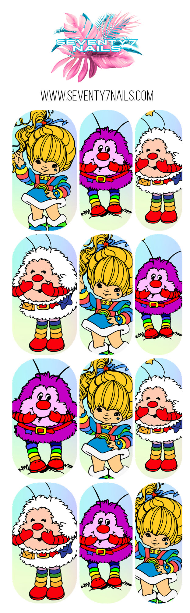 Waterslide Nail Decals - Rainbow Brite